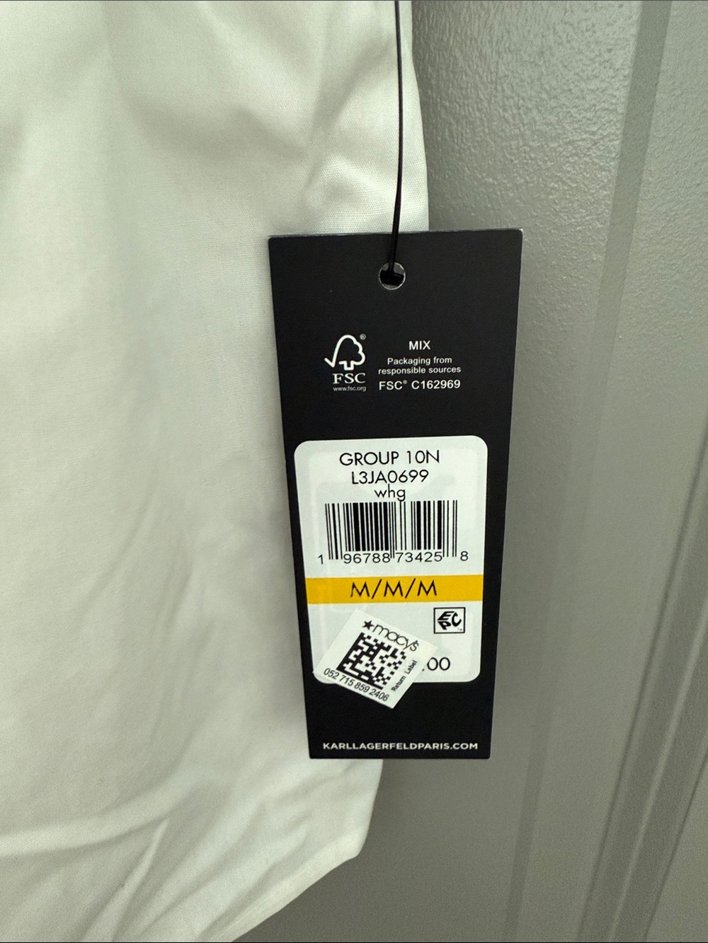 Karl Lagerfeld White Short Sleeve Button-Up with Black Logo Patch - Picture 7 of 7